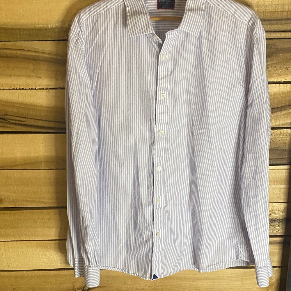 UNTUCKit Lavender White Stripe Men's Dress Shirt size XXL